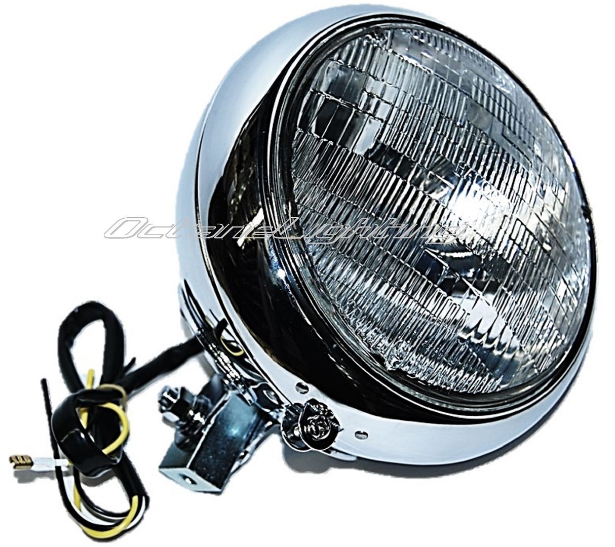 7" Motorcycle Halogen Headlight Housing Headlamp Bulb Bucket Assembly